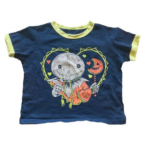 Eye Candy Halloween Graphic Baby Tee Cropped T Shirt Women's Size Small